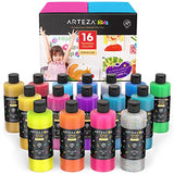 Arteza Kids Tempera Paint, Set of 16 Colors, 13.5 fl oz, Nontoxic Poster Paint, Art Supplies for Finger Painting, School Projects, and Crafting Arteza Kids