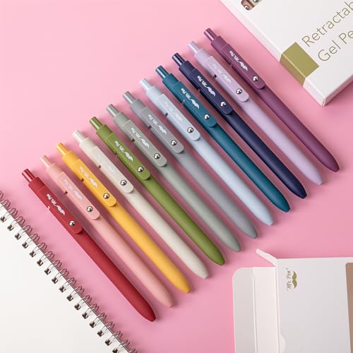Mr. Pen- Retractable Gel Pens, 12 Pack, Morandi and Vintage Barrels, Black Gel Pens, Fast Dry, Gel Pens Fine Point 0.5mm, Retractable Pens, Cute