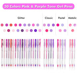 Shuttle Art 60 Pack Tone , Pink Purple Gel Pens with 30 Refills for Adults Coloring Books Journaling Drawing Nature, Landscapes, Animals Scenes Shuttle Art