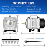 Simple Deluxe LGPUMPAIR38 602 GPH 18W 38L/min Adjustable Flow Outlets Airline Tubing 25 Feet for Aquarium, Pond, Hydroponics Systems Air Pump, 1 Pack Simple Deluxe