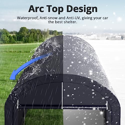 KING BIRD 12' x 20' Oval Pipe Heavy Duty Carport for SUV, Full-Size Truck and Boat, Round Style Anti-Snow Car Canopy Outdoor Boat Shelter with KING BIRD
