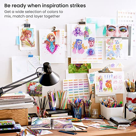 ARTEZA Colored Pencils for Adult Coloring with Case, 72 Assorted Drawing Pencils in Vibrant Colors, Pencil Set for Coloring Books and Journals, ARTEZA
