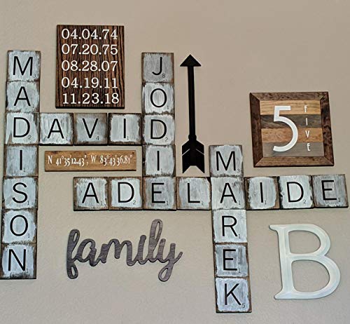 ilauke Scrabble Tiles for Crafts & 5x5 Blank Wood Square, Perfect for Wall Decor, Farmhouse Style, Scrabble Pieces, Wooden Letters (26 Large Scrabble ilauke