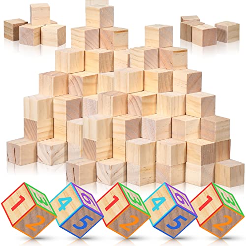 Geetery 200 Pcs Unfinished Wooden Blocks for Crafts 1 Inch Mini Blank Wood Cubes Natural Pine Solid Wood Squares for DIY Arts Craving Painting Geetery