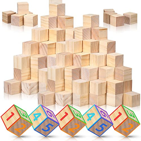 Geetery 200 Pcs Unfinished Wooden Blocks for Crafts 1 Inch Mini Blank Wood Cubes Natural Pine Solid Wood Squares for DIY Arts Craving Painting Geetery