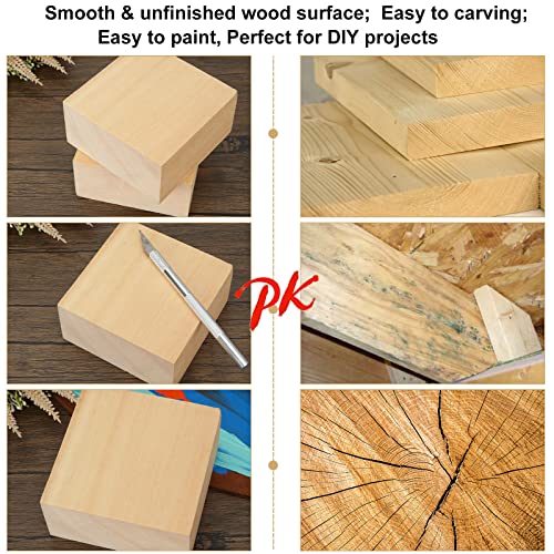 ACXFOND 6PCS 4x4x2 inch Basswood Carving Blocks, Unfinished Wood Blocks for Crafts, Unfinished MDF Wood Squares Wooden Blocks for Arts and Crafts ACXFOND