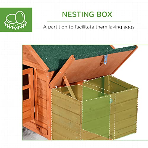 PawHut Dual Wooden Chicken Coop with Garden Bed, Large Outdoor Hen House with Nesting Boxes Removable Trays, Ramps Run, for Garden Backyard, 123" x