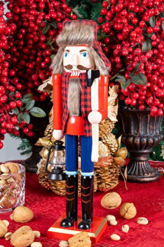 Clever Creations Lumberjack 15 Inch Traditional Wooden Nutcracker, Festive Christmas Décor for Shelves and Tables