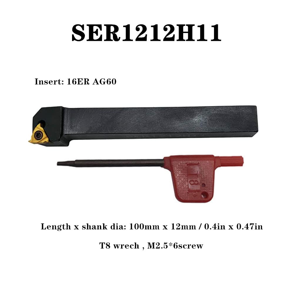 Indexable Lathe Turning Tool,1/2'' Shank 7 Pieces Carbide Turning Tool Set,Metal Lathe Tools Holder for Turning Grooving Threading with Tin Coated KinRite