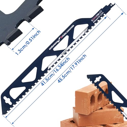 Reciprocating Saw Blade, 12/18" Universal Cutting Recip Sabre Saw Blade, Brick Masonry Concrete Hard Alloy Tungsten Carbide Cutting Saw Blade,