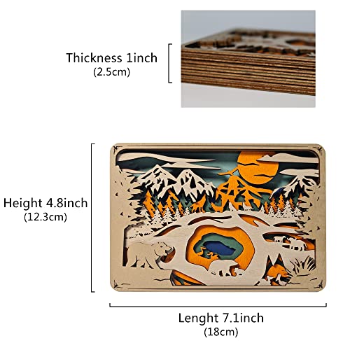 3D Rustic Forest Park Animal Wall Sculpture by CmayAlgc - Unique Wooden Art Decor for Home and Office CmayAlgc