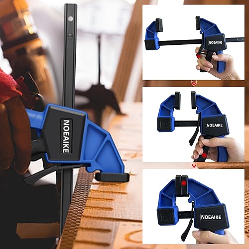 Bar Clamps for Woodworking,NOEAIKE 4-Pack Wood Clamps 12 Inch Light Duty One-Handed Woodwoking Clamps,Quick Grip/Spreader Clamps Set 150LBS Load NOEAIKE