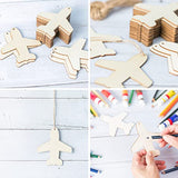 Airplane Wooden Outer Space Wood with Twines Art Unfinished Ornaments for Wedding Birthday Theme of Universe Party Decoration 20Pcs Zontween