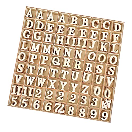 1 Inch 1048 Pieces Wood Letters for Crafts Unfinished Wooden Alphabet Letters with Sorting Tray for Scrapbooking