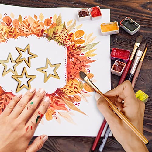 Jili Online 25 Pieces Hollow Star Shape Unfinished Wooden Embellishment Pieces for Scrapbook Craft 50mm Jili Online