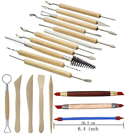 Augernis Pottery Sculpting Tools 32PCS Ceramic Clay Carving Tools Set for Beginners Expert Art Crafts Kid's After School Pottery Classes Club - WoodArtSupply