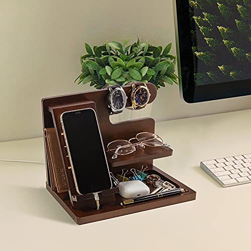 Personalized Wood Phone Docking Station for Husband Boyfriend - I Love You Everyday - Key Holder Wallet Stand Watch Organizer Men Gift Anniversary - WoodArtSupply