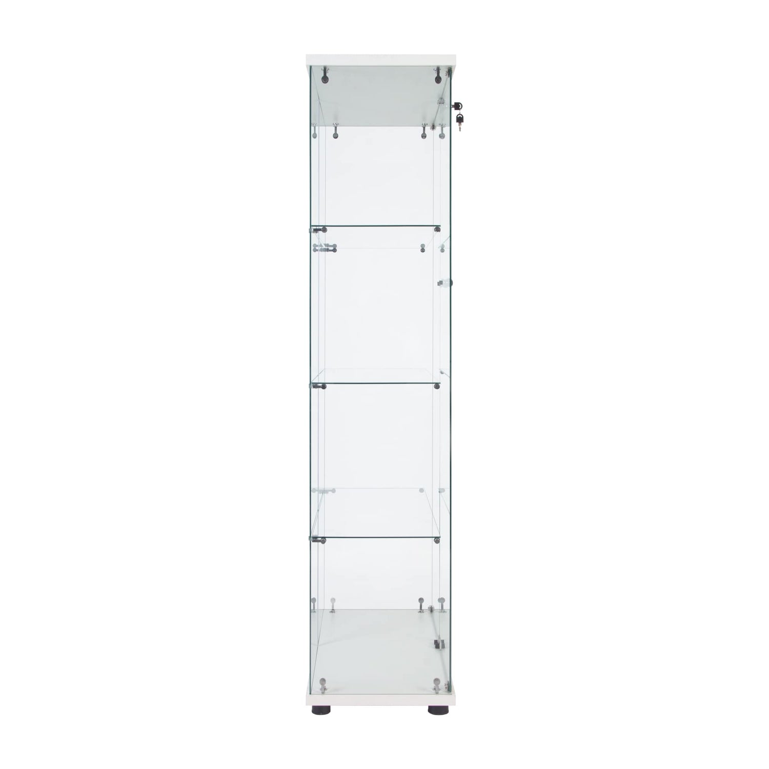 Nifoti 64.5" High 4-Shelf Double Door Glass Display Cabinet with Locks - Versatile Curio and Bookshelf for Living Room nifoti