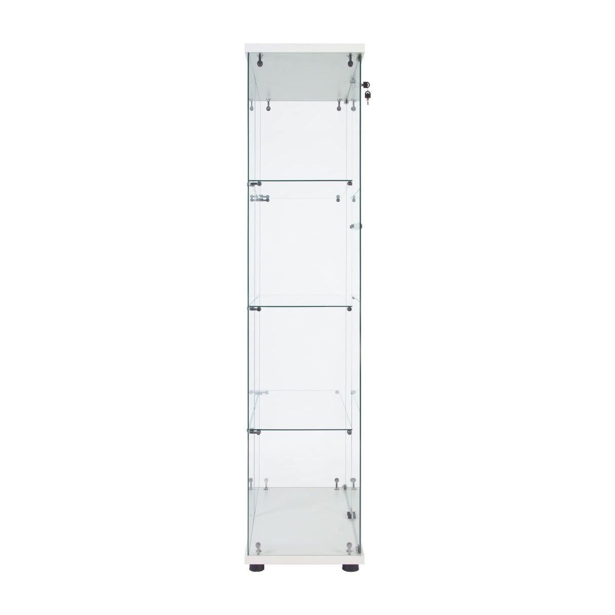 Nifoti 64.5" High 4-Shelf Double Door Glass Display Cabinet with Locks - Versatile Curio and Bookshelf for Living Room nifoti