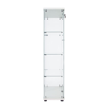 Nifoti 64.5" High 4-Shelf Double Door Glass Display Cabinet with Locks - Versatile Curio and Bookshelf for Living Room nifoti