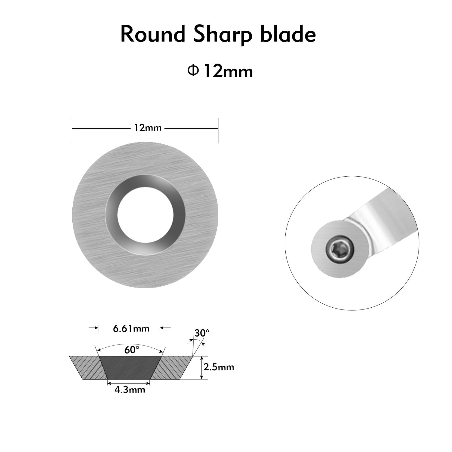 IMOTECHOM 8-Pieces Carbide Cutters Inserts Set with 4pcs Screws and Hex Key for Wood Lathe Turning Tools (14mm Square, 12mm and 12mm Round, 31x10mm IMOTECHOM