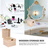 Cabilock Packing Boxes 2pcs Unfinished Square Wood Box DIY Craft Wooden Box Jewelry Ring Box Unpainted Storage Box with Hinged Lid Front Clasp for Cabilock