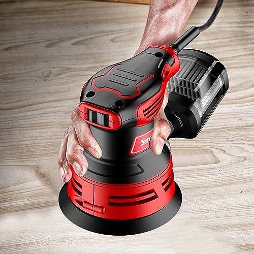 SENCAN 280W Random Orbit Sander, 6 Variable Speed 5-Inch,4000-12000 RPM Electric Palm Sander with Transparent Dust Box,Efficiency Dust Collection SENCAN