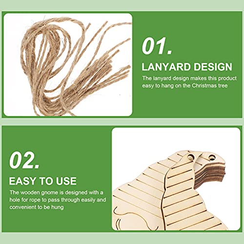 40pcs Gnome Wooden Hanging Ornaments Unfinished Wood Slices for Christmas Tree DIY Painting Graffiti Pendant Home School Decor Milisten