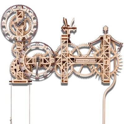 Wooden.City Steampunk Wooden Clock Kit v2 - Wooden 3D Puzzles for Adults - Build Clock Model Kit 3D Wooden Puzzles for Adults - DIY Clock Hobbies for