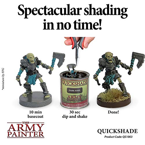 The Army Painter Quickshade Miniature Varnish for Miniature Painting, Dark Tone Model Paint Quickshade Varnish, Pot/Can, 250 ml, Approximately 8.45 - WoodArtSupply