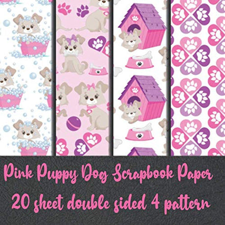 Pink Puppy Dog Scrapbook Paper 20 sheet double sided 4 pattern: printed cute paper pad - Paw Print scrapbooking supplies - puppy pads collection ... WoodArtSupply
