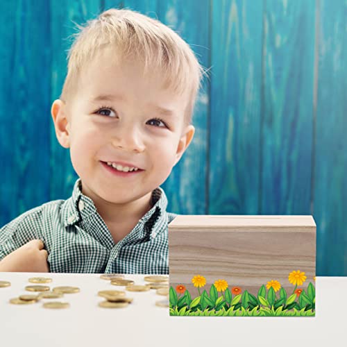 COHEALI Wooden Box 4pcs DIY Wooden Piggy Bank Unfinished Wood Coin Bank Money Storage Coin Jar Cash Box Storage Holder Chest Box Savings Bank for COHEALI