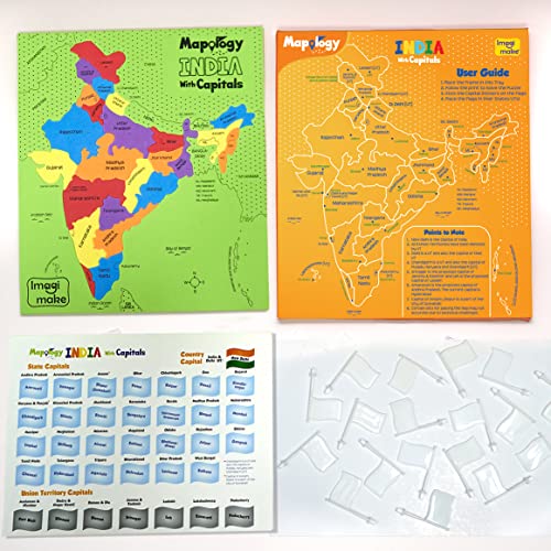 Imagimake Mapology India Map Puzzles - Includes State Capitals - Geography for Kids - Learning & Educational Toys for Kids 5-7 - Gift for 5, 6, 7, 8 - WoodArtSupply