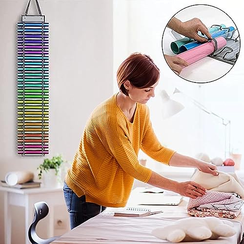 Chemlliy Vinyl Roll Holder 12 Compartments Vinyl Storage Organizer Hanging Vinyl Storage Rack Craft Vinyl Roll Organizer Wall Mount Chemlliy