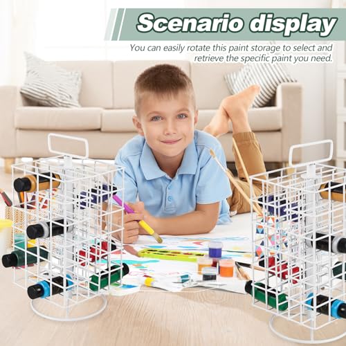 Yaocom 2 Pcs Spinning Paint Organizer Rack 360 Degree Rotating 6 Tier Paint Storage Tower Paint Holder Paint Storage Holder Stand Holds up to 48 (2 Yaocom