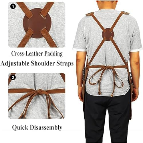 Aprons for Men, 16 OZ Canvas Adjustable Work Apron, Mens Apron Suitable for Woodworkers, Welding, BBQ, Cleaning, Garden - WoodArtSupply