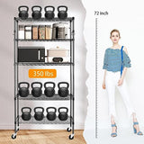 YNN Storage Shelves, 5 Tier Heavy Duty Adjustable Shelves with Wheels 350 Pounds Loading Capacity per Shelf Storage Metal Shelf 36" W x 14" D x 72" H YNN