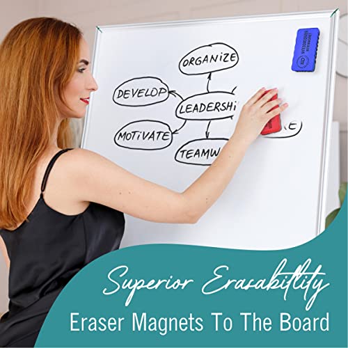 The Mega Deals Quartet Dry Erase Markers, 2 Whiteboard Erasers Bundle - 12 Count Assorted Fine Tip Whiteboard Markers and 2 Magnetic Dry Erase Eraser The Mega Deals