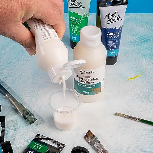 MONT MARTE Fabric Paint Medium Premium (8.5 US fl.oz), Textile Medium For Fabric Painting, Easy to Use, Prevents Flaking, Ideal for Clothes and MONT MARTE