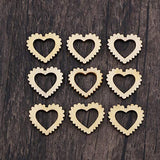 Amosfun 100pcs Hollow Out Lace Heart Wooden Pieces Cutouts Craft Embellishments Wood Ornament Manual Accessories for DIY Art (20mm) Amosfun