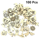 KESYOO Halloween Unfinished Wooden DIY Slices Craft Wood Cutouts Embellishments for Halloween Hanging Ornament 100pcs KESYOO