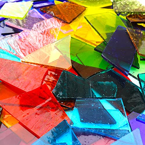 LITMIND 2.2LB Transparent Stained Glass Sheets - Irregular Glass Mosaic  Tiles & Broken Glass Pieces for Crafts, Stained Glass Projects, Assorted