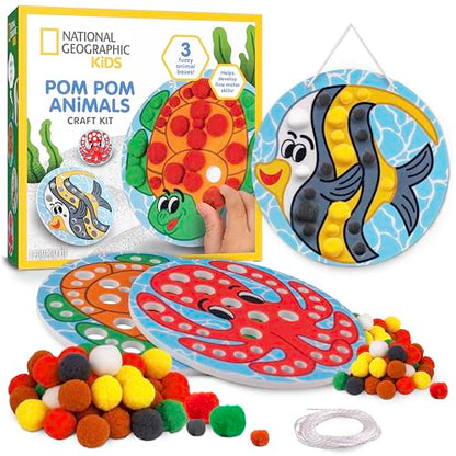 NATIONAL GEOGRAPHIC Kids Pom Poms Arts and Crafts Kit - Pom Pom Animals Toddler Craft Kit, Preschool Art, Toddler Crafts Ages 3-5, Crafts for - WoodArtSupply