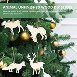 Sewroro 30pcs Unfinished Wooden Cutouts DIY Animal Wood Slices Elk Xmas Tree Fox Wolf Blank Discs Xmas Tree Hanging Ornament Decoration for DIY Sewroro