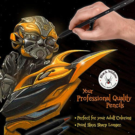 Black Widow Colored Pencils For Adult Coloring - 24 Coloring Pencils With Smooth Pigments - Best Color Pencil Set For Adult Coloring Books And Black Widow