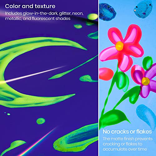 ARTEZA Tempera Washable Paint for Kids, Set of 32, 2.03oz/60ml Bottles, Poster Paint for Craft Projects, Sponge & Finger Painting, Includes Neon, ARTEZA