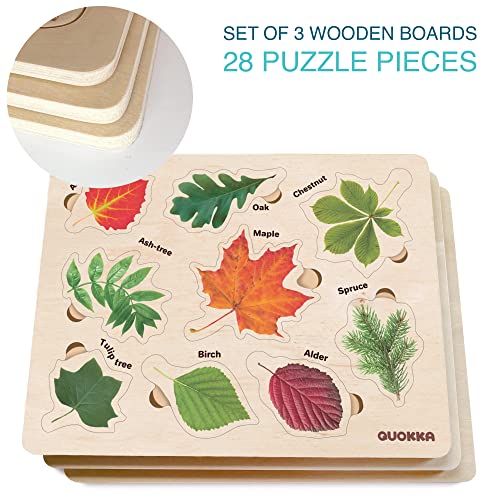 Wooden Puzzles for Toddlers 2-4 by QUOKKA – 3X Set Montessori Toys Puzzles for Kids Ages 3-5 – Wood Educational Baby Game 12-18 Months – Gift QUOKKA