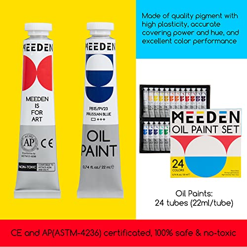 MEEDEN Oil Painting Supplies Kit(44pc), Oil Paint Set with Beech Wood  Tabletop Easel, Great Value Paints, Brushes & Canvas for Adult Artists