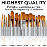 16 Pieces Premium Artist Paint Brush Set - Includes Palette Knife, Sponge, Organizing Case - Painting Brushes for Kids, Adults & Professionals - Benicci