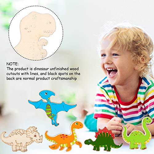 Dinosaur Unfinished Wood Cutouts Dinosaur Wooden Paint Crafts for Kids Home Decoration Ornament Christmas DIY Craft Art Project, 8 Styles (64 Pieces)